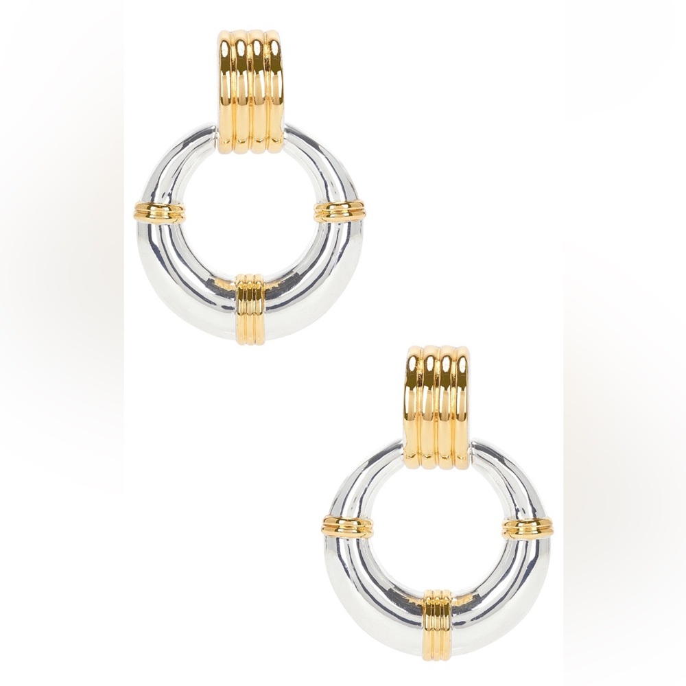 ✨Heaven Mayham✨Gold and Silver Two-Tone Hoop Earrings with Textured Accents